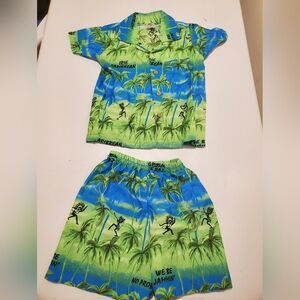 1-2 Years Vibrant Blue and Green Tropical Set